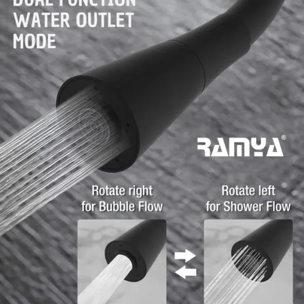 Cube Flexo Swan Neck Black Tap -   By Ramya Sanitaryware.
