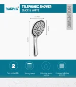 Ramya 5 Gear Multi Adjustable Rain Spray Hand Shower With 1.5mtr Tube Hook Shower Head - Image 3