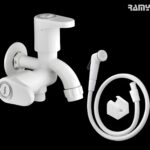 Ramya PTMT 2 IN 1 Bib Cock & Toilet Health Faucet (Heavy Plastic Tap) | Toilet Jet Spray & Bib Cock 2 Way| PTMT Faucet Premium Quality Twin Elbow Valve Faucet (Wall Mount Installation Type)