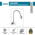 Cube Flexible Sink Cock Silver - Image 2