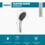 Round Black hand Shower With 1.5Mtr Tube - Image 2