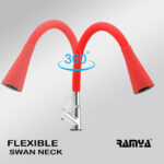 Ramya ornamix Smart Flexible Swan Neck Red (With 360 Degree Flexible Silicon Hose & Dual Flow Pattern) Cold Water Tap Pillar Tap Faucet - Image 3
