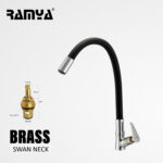 Ramya PACIFIC Flexible Swan Neck Black 360 degree swivel spout For Kitchen Sink Wash Basin Pillar Tap Faucet