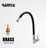 Ramya PACIFIC Flexible Swan Neck Black 360 degree swivel spout For Kitchen Sink Wash Basin Pillar Tap Faucet