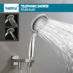 Round Black hand Shower With 1.5Mtr Tube - Image 4