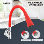 Ramya ornamix Smart Flexible Swan Neck Red (With 360 Degree Flexible Silicon Hose & Dual Flow Pattern) Cold Water Tap Pillar Tap Faucet