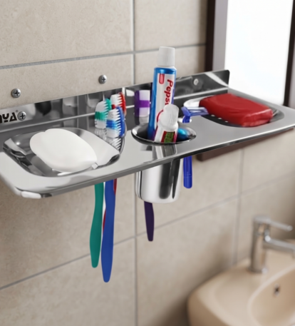 Ramya Premium Double Soap Dish Holder Stainless Steel | Bathroom Soap Organizer