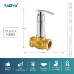 Ramya Concealed Brass 20mm For Bathroom and Kitchen Chrome Finish Concealed Tap Stop Valve Faucet (Wall Mount Installation Type)
