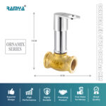 Ramya ORNAMIX  Concealed Tap 20mm Brass For Bathroom and Kitchen Chrome Finish Stop Valve Faucet