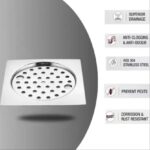 Ramya Floor Stainless Steel Push Down Strainer - Image 3