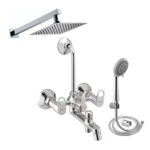 Ramya ORNAMIX 3in1 Wall Mixer 8x8 Shower 15inch Arm 5 Gear Hand Shower Full Set For Bathroom Tap Wall Mixer Faucet
