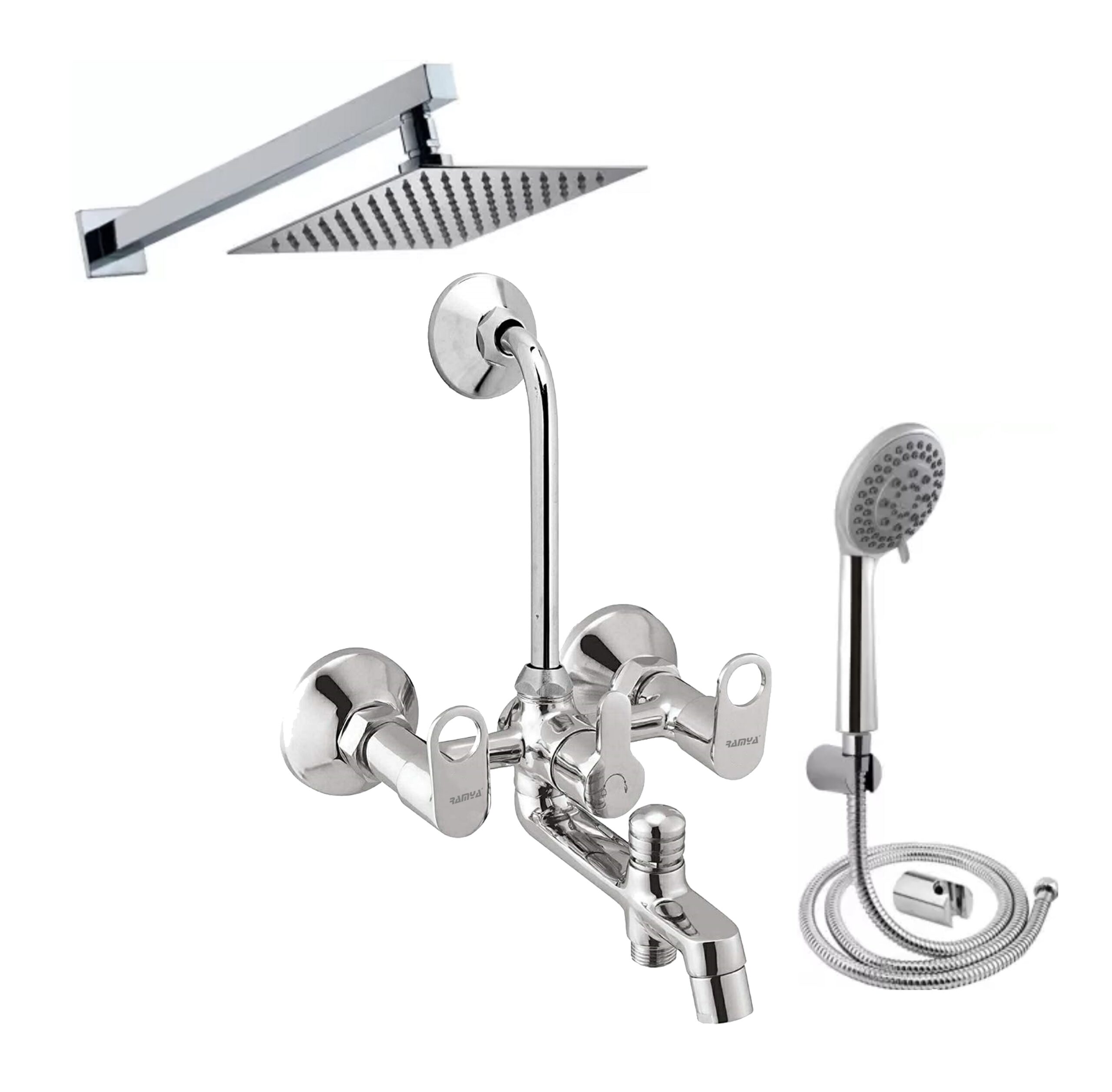Abstract luxury blur dark grey and black gradient, used as background studio wall for display your products. Ramya ORNAMIX 3in1 Wall Mixer 8x8 Shower 15inch Arm 5 Gear Hand Shower Full Set For Bathroom Tap Wall Mixer Faucet - Image 1