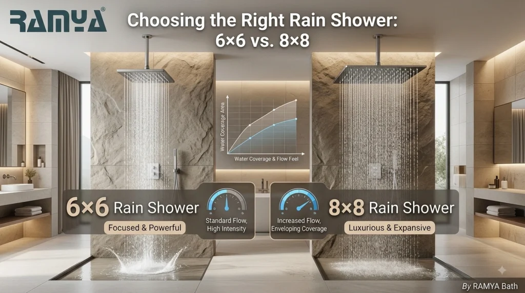 6×6 vs 8×8 Rain Shower